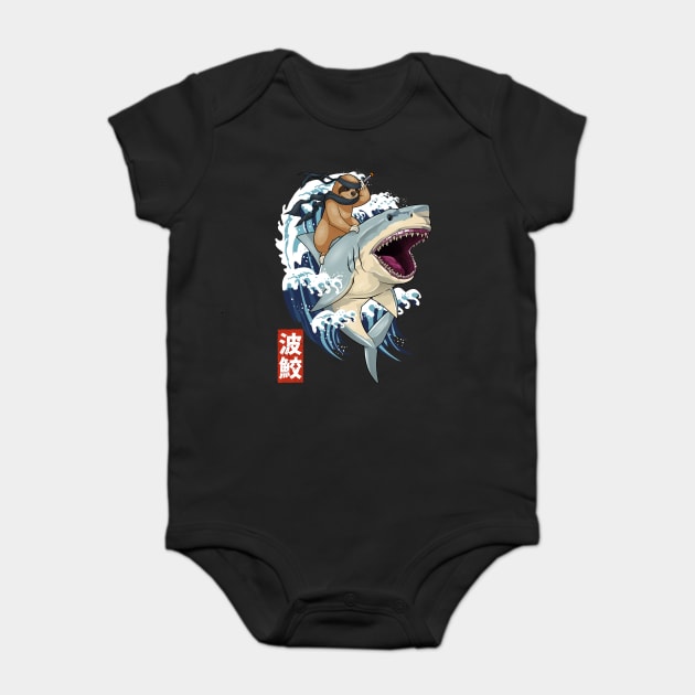 Samurai Sloth on Shark Wave Baby Bodysuit by GoshWow®